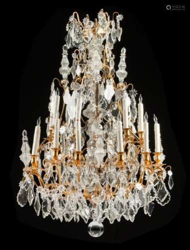 A Louis XV Style Gilt Bronze Eighteen-Light Chandelier