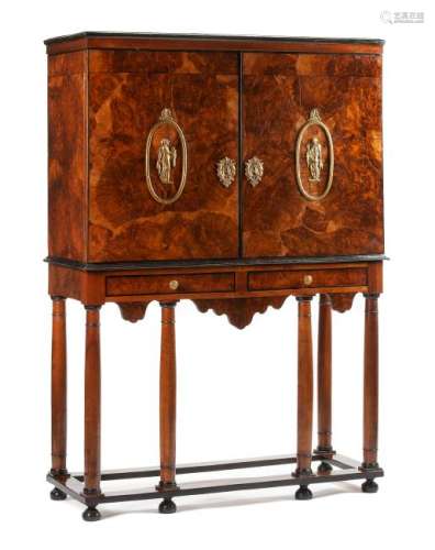 A Dutch Gilt Bronze Mounted Cabinet on Stand Height 76