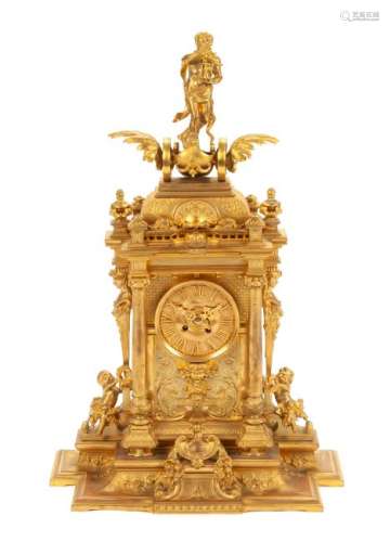 A Louis XV Style Gilt Bronze Mounted Clock Height 30