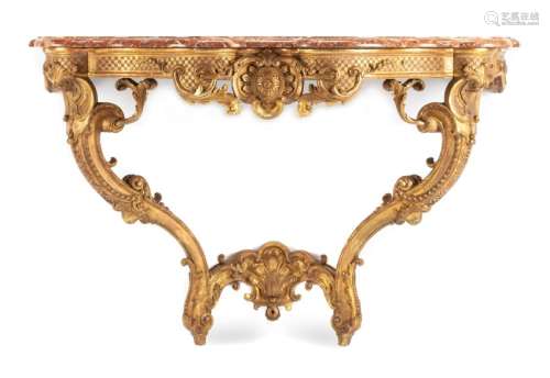 A Regence Style Carved Giltwood Console Height 32 x