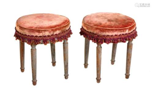 * A Pair of Louis XVI Style Painted Tabourets Height 16