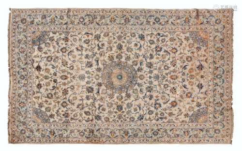 A Kashan Wool Rug 16 feet 4 inches x 10 feet 8 inches.