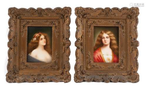 A Pair of Hutschenreuther Porcelain Plaques Porcelain