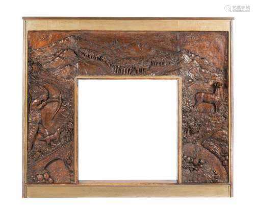 A Black Forest Style Carved Fire Surround Height 48 1/2