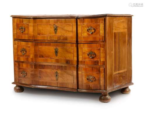 A German Parquetry Chest of Drawers Height 33 3/4 x