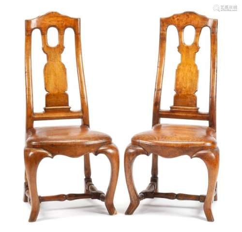 A Pair of Dutch Side Chairs Height 40 1/4 inches.