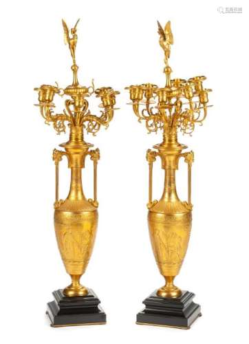 A Pair of French Neoclassical Gilt Bronze Eight-Light