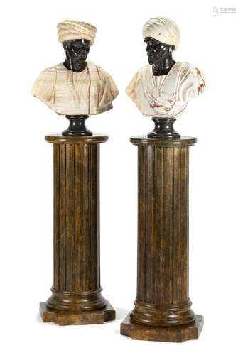 A Pair of Italian Marble Busts Height of busts 28 1/2