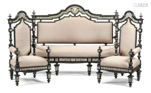 An Italian Inlaid and Ebonized Salon Suite Height of