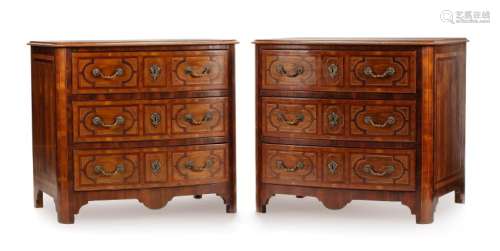 A Pair of Regence Style Various Wood Commodes Height 34