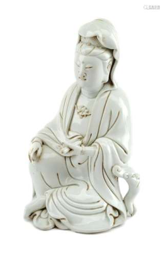 A Chinese Blanc-de-Chine Porcelain Figure Height 10