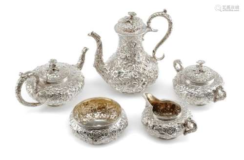 An American Silver Five-Piece Tea and Coffee Service,