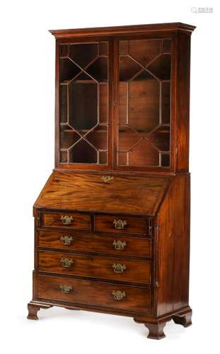 A George III Mahogany Secretary Bookcase Height 91 x