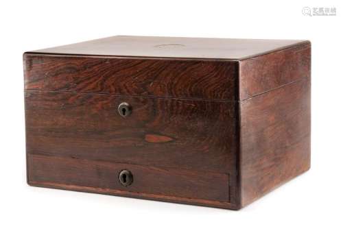 A Victorian Rosewood Dressing Case Height 7 1/2 x width