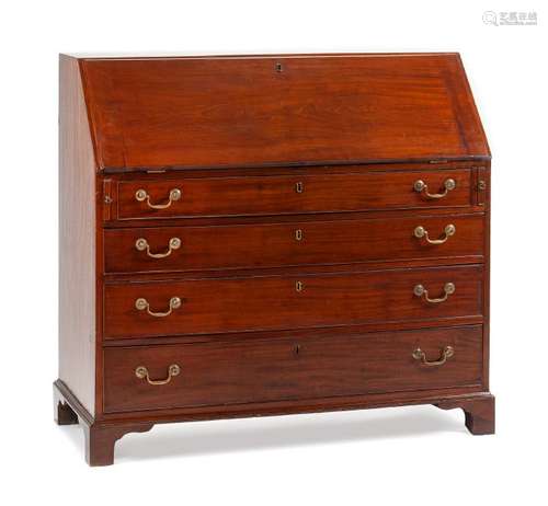 A George III Mahogany Slant-Front Desk Height 43 1/2 x