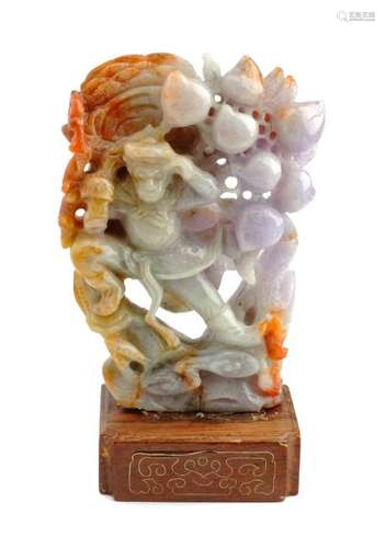 A Chinese Lavender Jade Carving Height 5 inches.