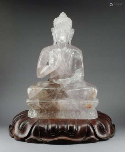 A Chinese Carved Rock Crystal Figure Height 20 x width