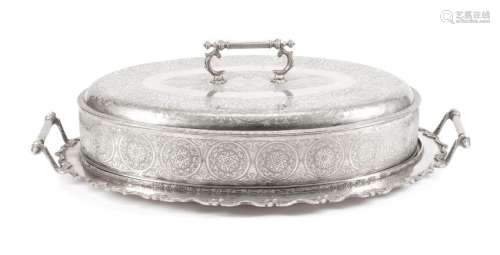 A Silver-Plate Cloche and Tray, Late 19th/Early 20th