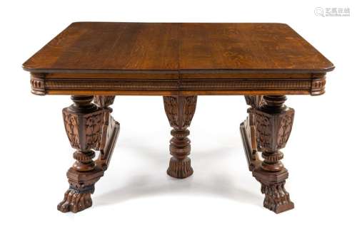 A Victorian Renaissance Revival Oak Extension Table