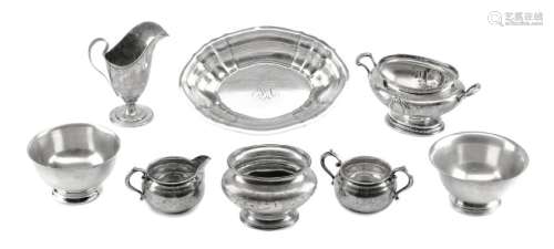 A Group of Eight American Silver Holloware Articles,
