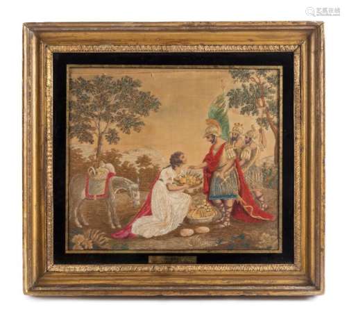 An English Needlework Picture Frame: 14 3/4 x 17 1/4