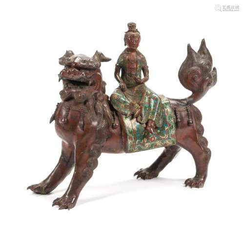 A Chinese Cloisonne Decorated Bronze Figure Height 25 x