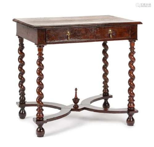 A Georgian Burled Walnut Side Table Height 27 x width