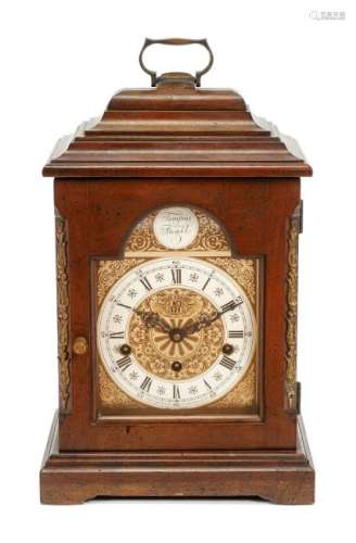 An English Mahogany Table Clock Height 16 1/2 x width