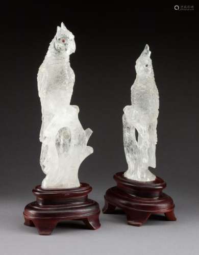 A Pair of Carved Rock Crystal Figures Height 9 1/2