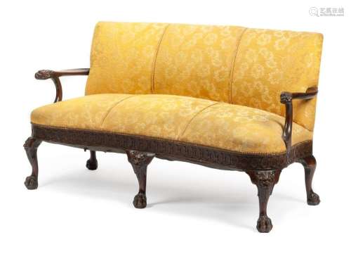 A George II Style Carved Mahogany Sofa Height 35 x