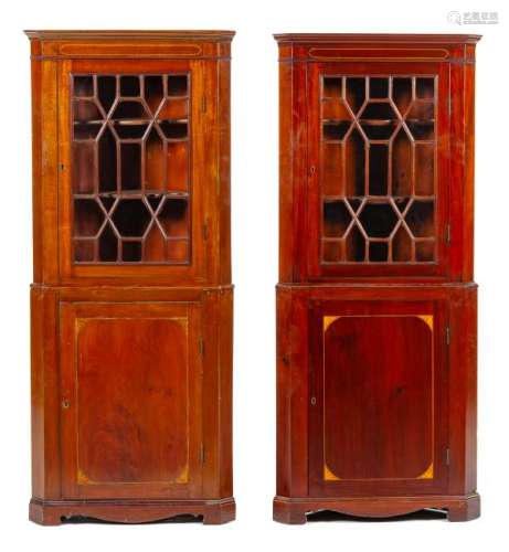 A Pair of Federal Style Mahogany Corner Cabinets Height