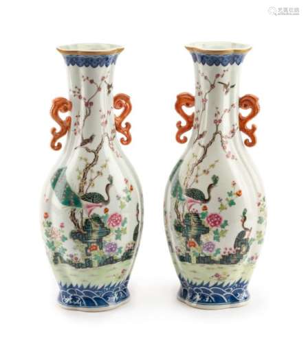 A Pair of Chinese Export Style Porcelain Vases Height