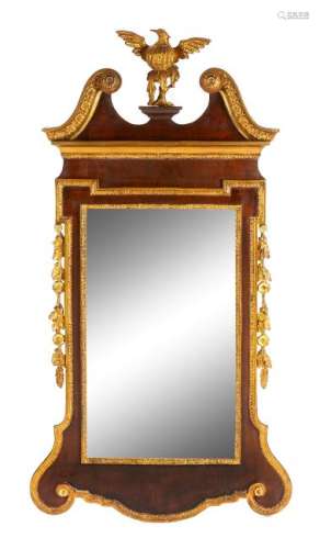 A George III Style Parcel Gilt Mahogany Mirror Height