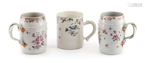 Three Chinese Export Porcelain Mugs Height of tallest 6