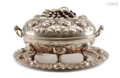 A Portuguese Silver-Plate Tureen on Stand, 20th