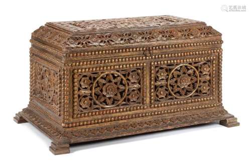 A Southeast Asian Carved Chest Height 29 x width 53 1/2