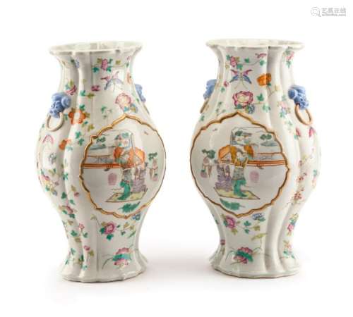 A Pair of Chinese Porcelain Vases Height 15 1/2 inches.