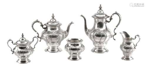 An American Silver Five-Piece Tea and Coffee Service,