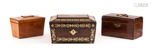 Three English Tea Caddies Largest: height 6 x width 11