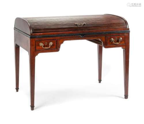 A George III Mahogany Tambour-Top Drafting Table Height