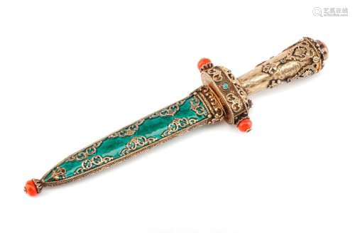 An Eastern European Silvered, Jeweled and Enameled