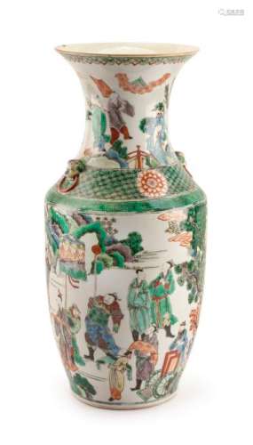 A Chinese Famille Verte Porcelain Vase Height 17