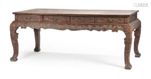 A Chinese Carved Center Table Height 34 x width 81 x