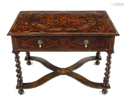 A William and Mary Style Marquetry Table Height 27 1/4
