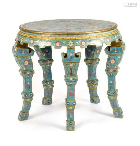 A Chinese Cloisonne Center Table Height 30 x diameter