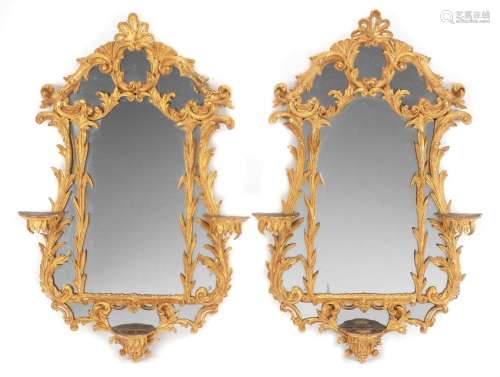 A Pair of Chippendale Style Carved Giltwood Mirrors