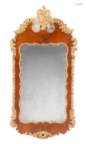A George II Parcel Gilt Mahogany Mirror Height 50 1/2 x