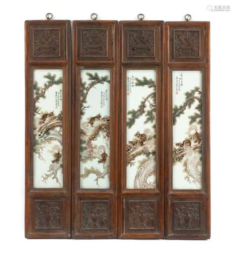 A Set of Four Chinese Porcelain Plaques Height 31 x