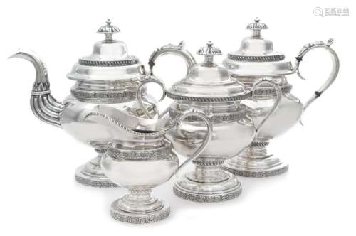 * An American Silver Four-Piece Tea Service, New York,