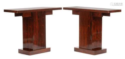 A Pair of Art Deco Style Console Tables Height 32 1/2 x